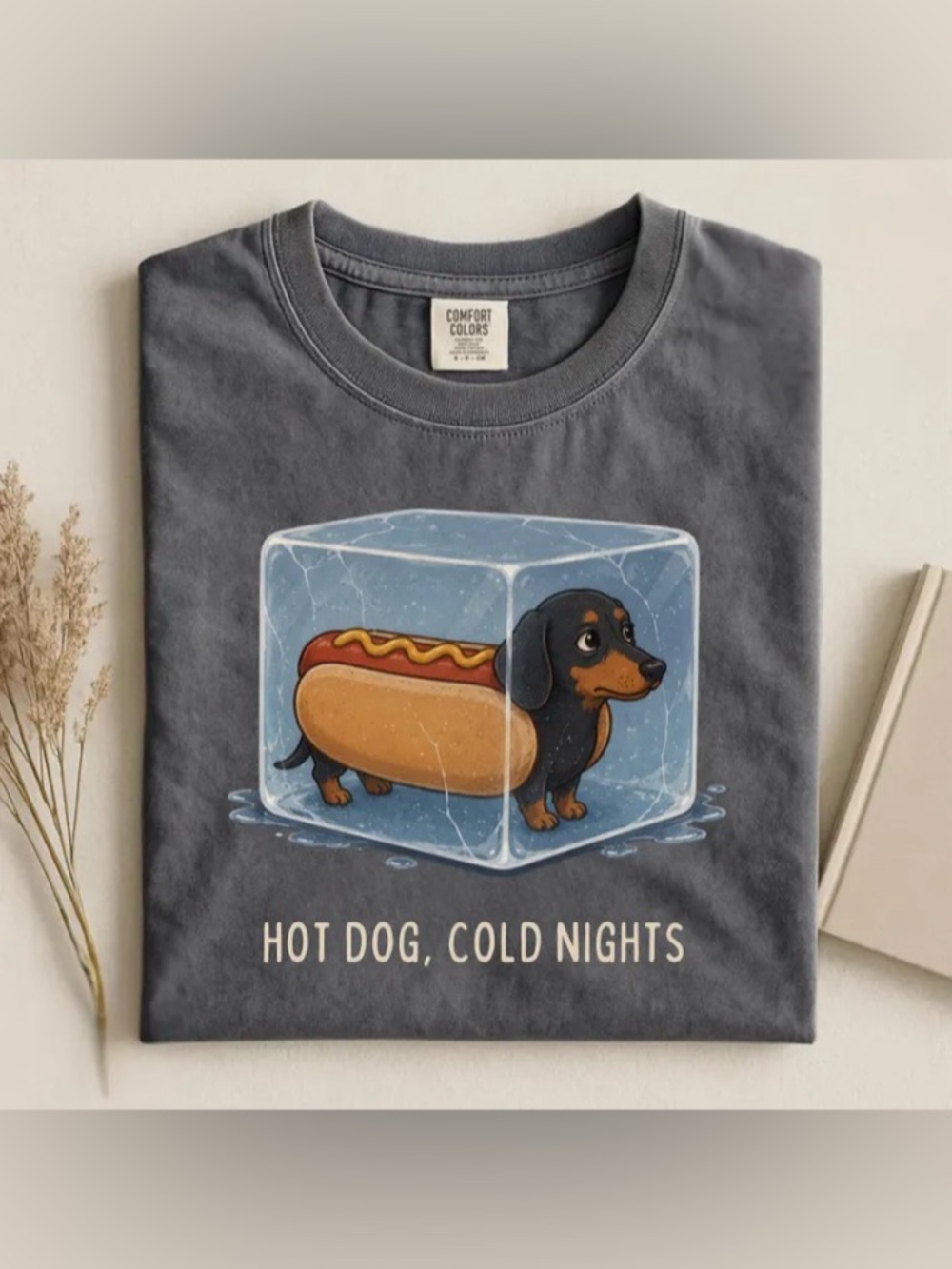 Funny Dachshund Hot Dog Comfort Colors Tee, Wiener Dog Hot Dog Costume T-Shirt